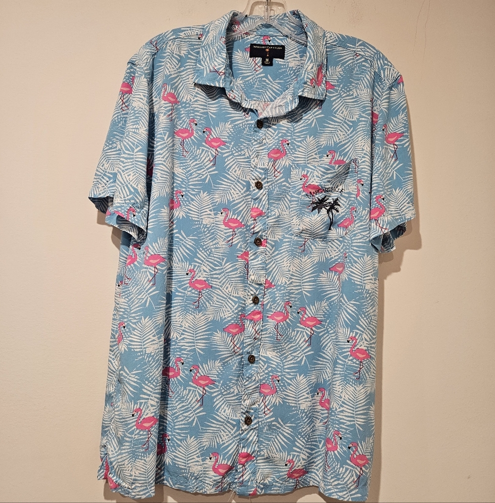 Margaritaville Tropical Flamingo Print Shirt, Size Medium, Multicolor